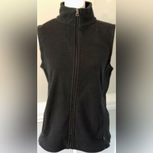 Black Fleece Zip Vest Jacket